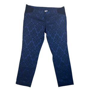 Old Navy Maternity Pixie Pants Women's 10 Blue Damask Print Cropped